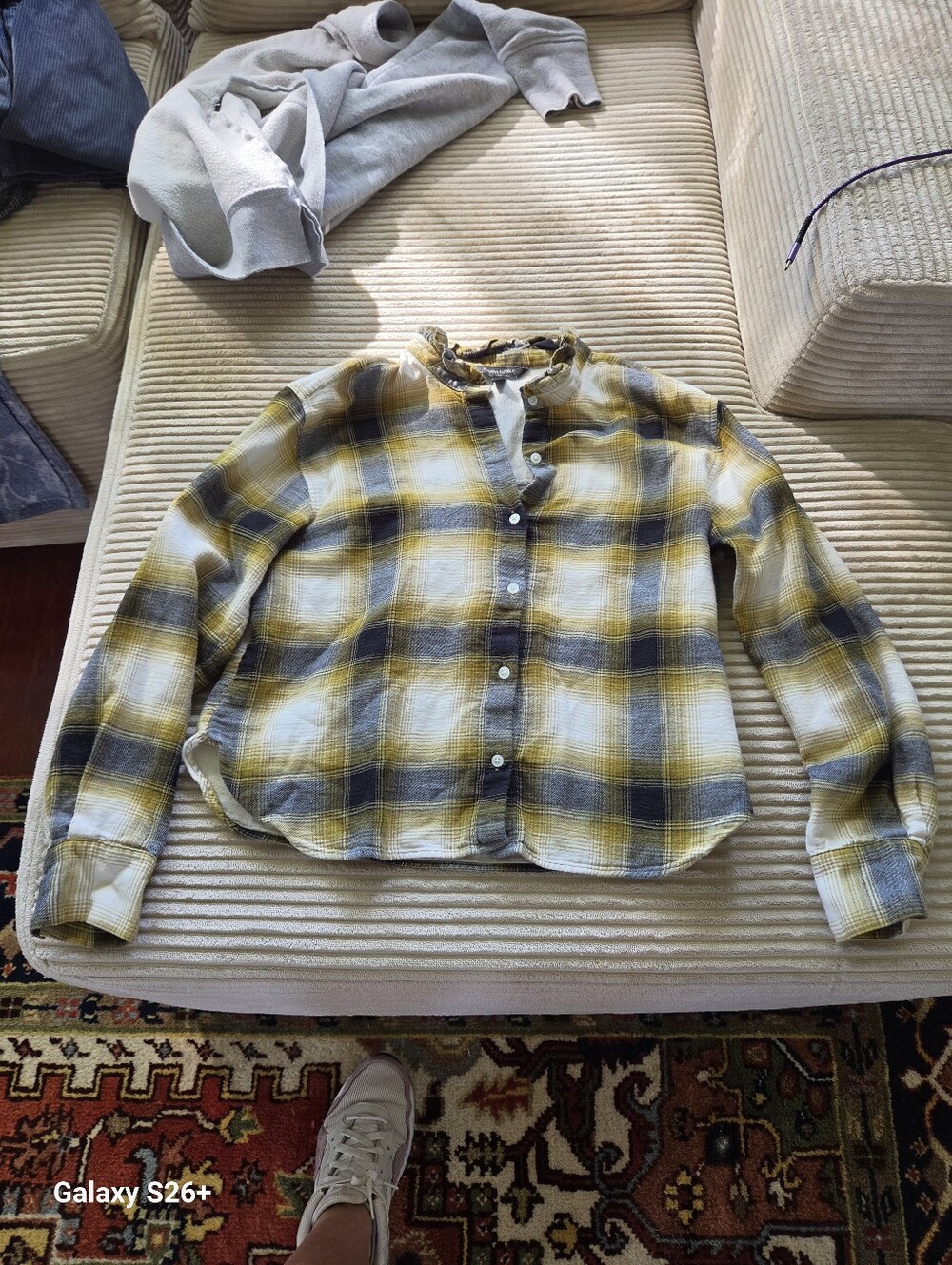 Banana Republic Yellow and White Plaid Button-Down Shirt